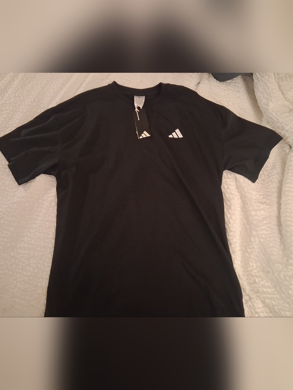 adidas Black Short Sleeve Tee with Small White Logo